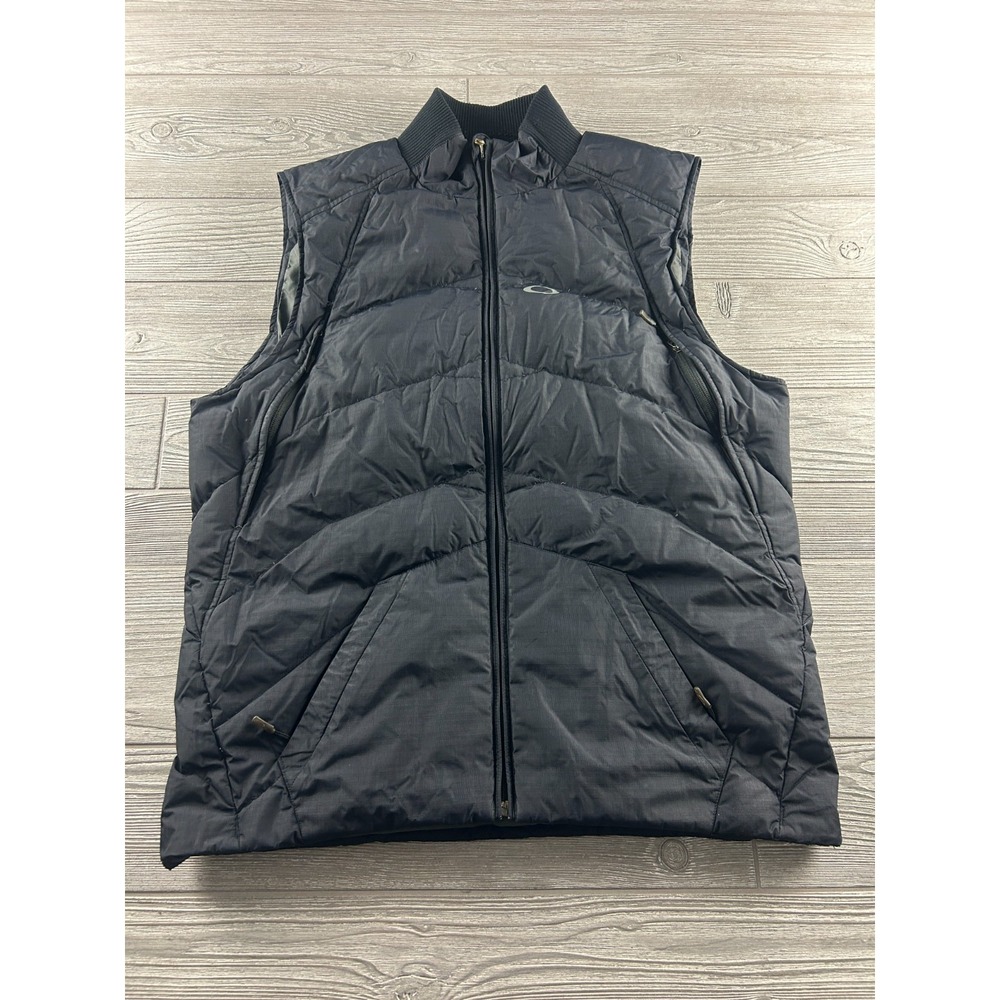Oakley Mens Black Duck Down Puffer Vest Full Zip Ripstop Large